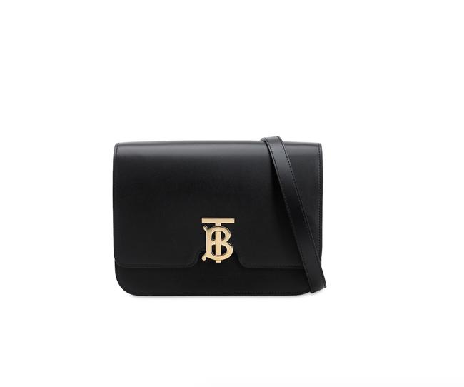 Burberry Medium Tb Black Leather Shoulder Bag