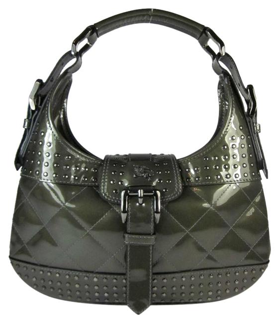 Burberry Metal Studs Olive Leather Shoulder Bag