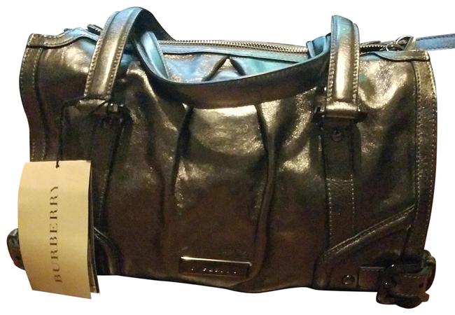Burberry Metallic Anthracite Leather Shoulder Bag