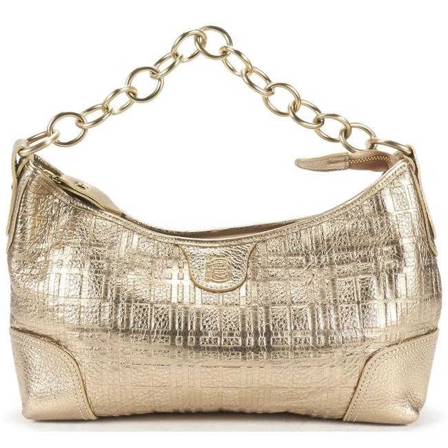 Burberry Metallic Embossed Leather Chain Gold Shoulder Bag