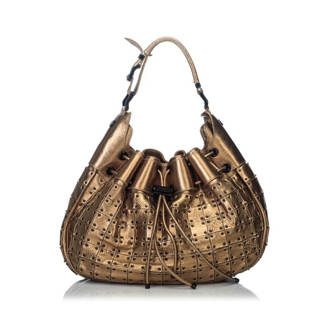 Burberry Metallic Warrior Gold Leather Shoulder Bag