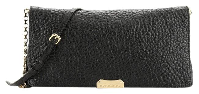 Burberry Mildenhall Heritage Grained Medium Black Leather Shoulder Bag