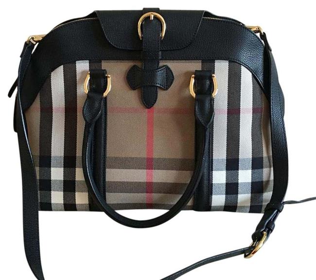 Burberry Milverton Medium Satchel Check Print LeatherFabric Shoulder Bag