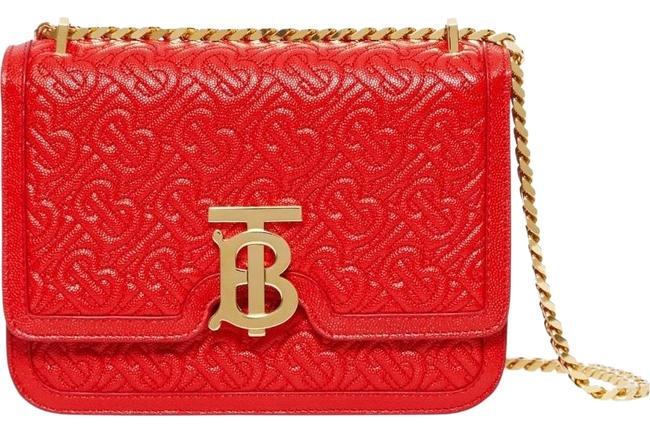 Burberry Mongram Quilted Red Leather Shoulder Bag