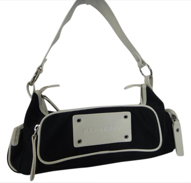 Burberry Navy CanvasLeather Shoulder Bag