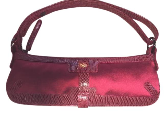 Burberry Neverused Deep Cherry Red Satin Shoulder Bag