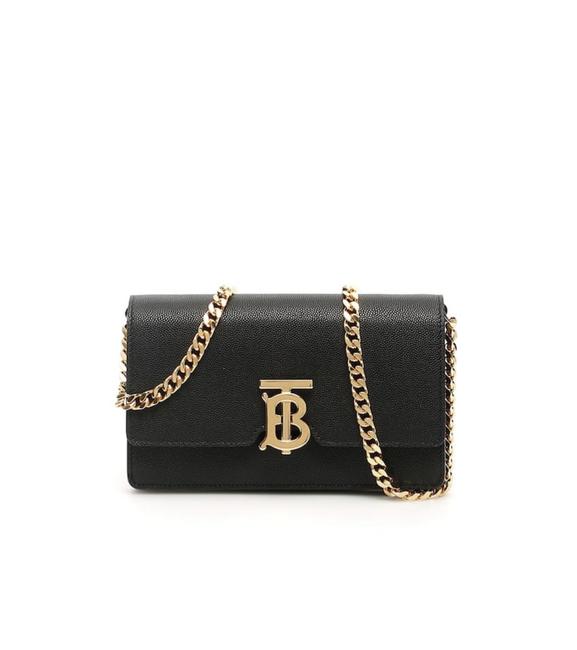 Burberry Cr Tb Carrie Black Leather Shoulder Bag