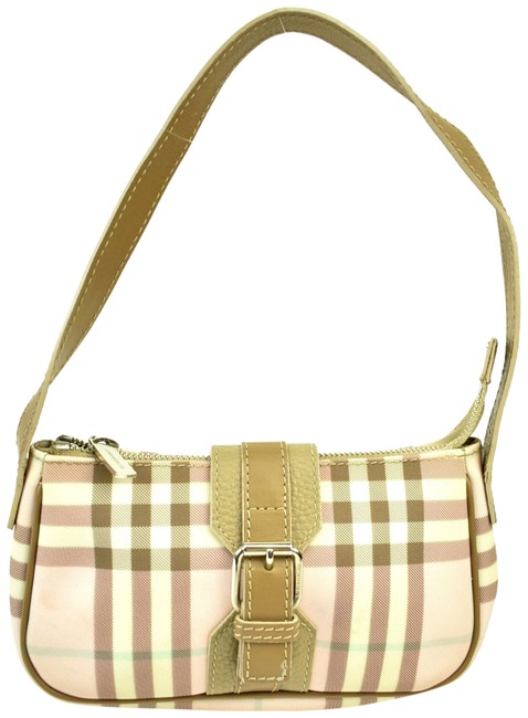 Burberry Nova CheckLeather Evening Pink Jacquard Shoulder Bag