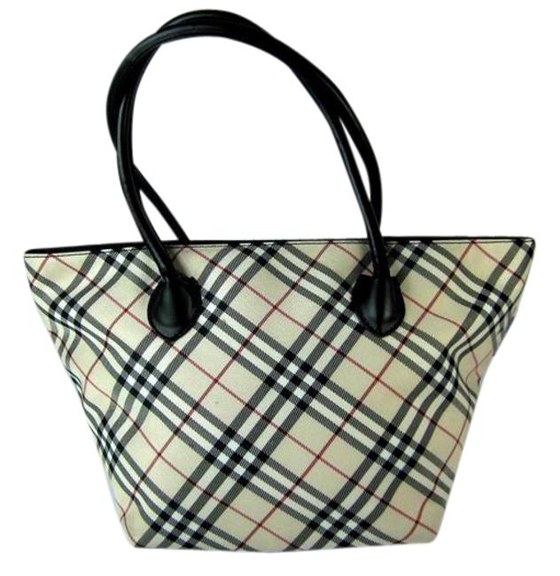 Burberry Nova CheckLeather Medium ToteBeige Jacquard Shoulder Bag