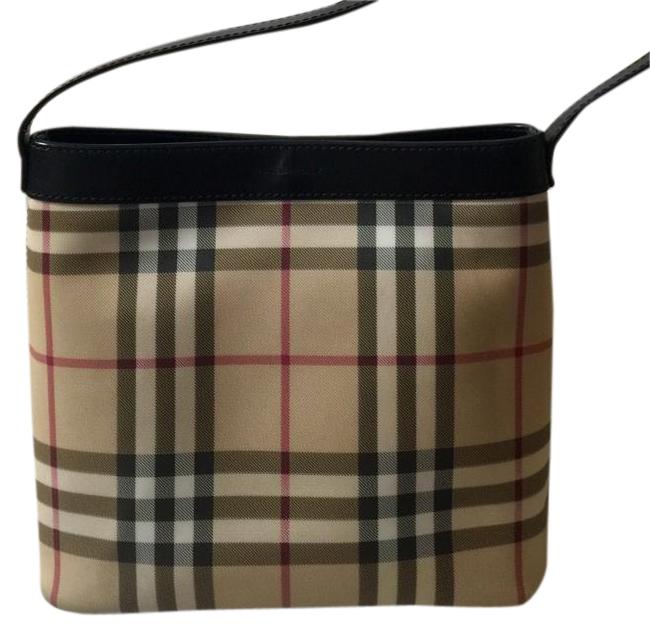 Burberry Nova Check Black LeatherCanvas Shoulder Bag