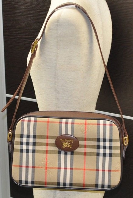 Burberry Nova Check Canvas Brown Beige Tote Shoulder Bag