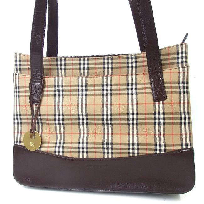 Burberry Nova Check Canvas Leather Shoulder Bag