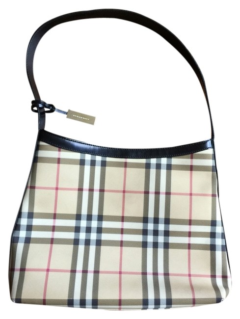 Burberry Nova Check Coated Canvas with Leather Detail Shoulder Bag