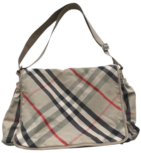Burberry Nova Check Diaper Tan Canvas Shoulder Bag