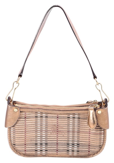 Burberry Nova Check Gold Leather Shoulder Bag