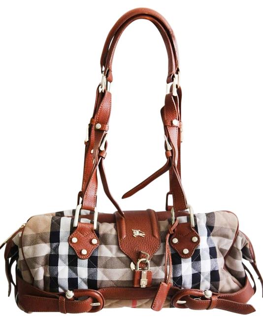 Burberry Nova Check Leather and Fabric Shoulder Bag