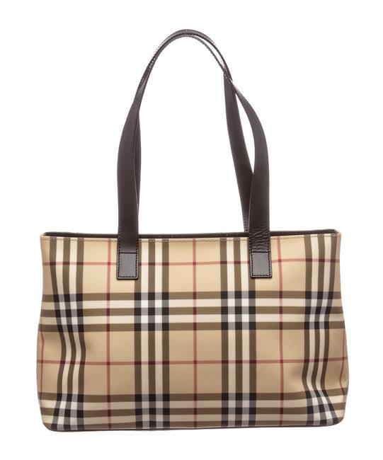 Burberry Nova Check Plaid Beige and Brown Canvas Leather Shoulder Bag