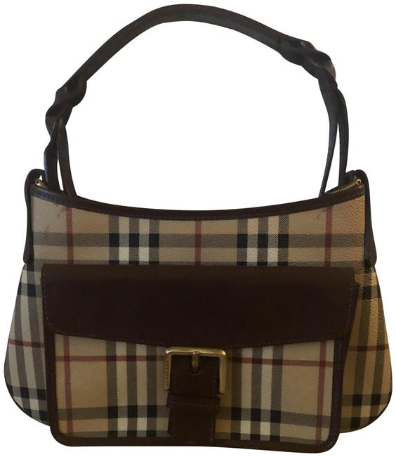 Burberry Nova Check Plaid Leather Shoulder Bag