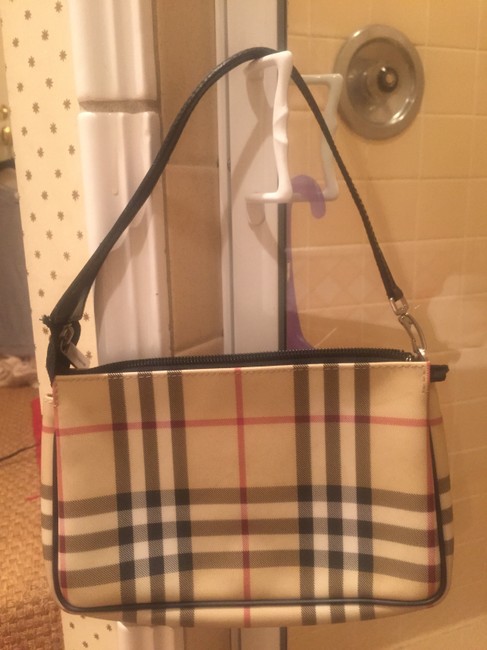 Burberry Nova Check Pochette PlaidTan Coated Canvas Shoulder Bag