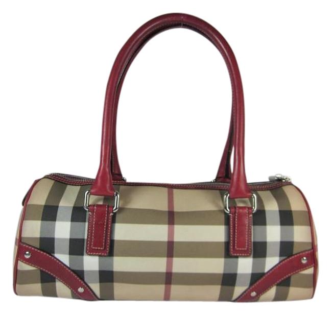 Burberry Nova Check Red LeatherJacquard Shoulder Bag