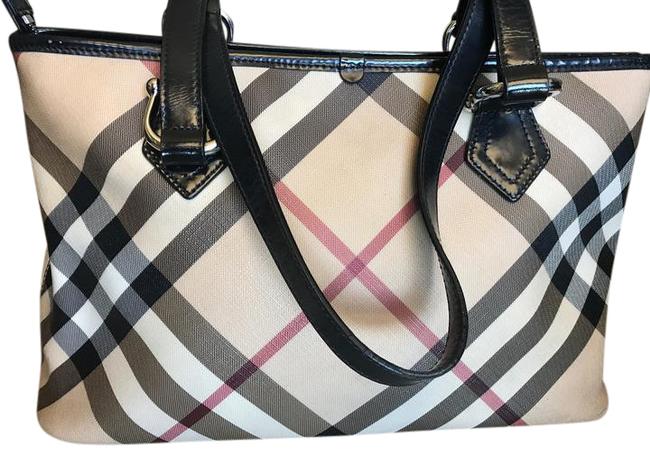 Burberry Tote Nova Check Tan Leather Shoulder Bag