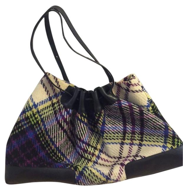 Burberry Nova Check Tweed White Wool Shoulder Bag