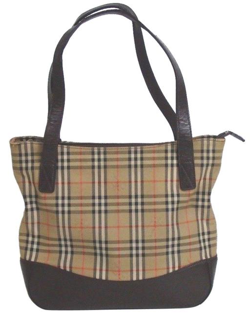 Burberry Large Nova Check with Brown Canvas Leather Shoulder Bag