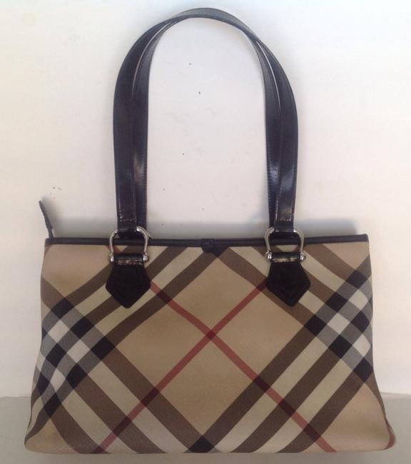 Burberry Nova Check Zip Tote Shoulder Bag