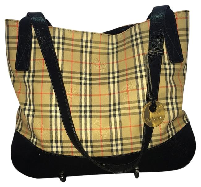 Burberry Novacheck Tote BlackBeigeWhiteRed Shoulder Bag