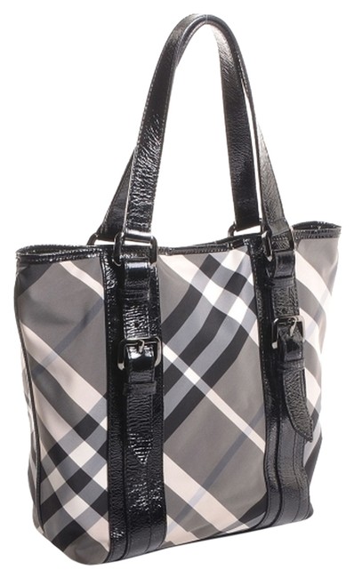 Burberry Nylon Check Small Tote 19zf375 Black Shoulder Bag