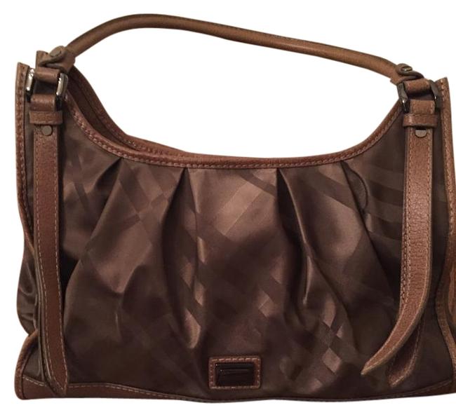 Burberry OliveTaupe Nylon and Leather Shoulder Bag