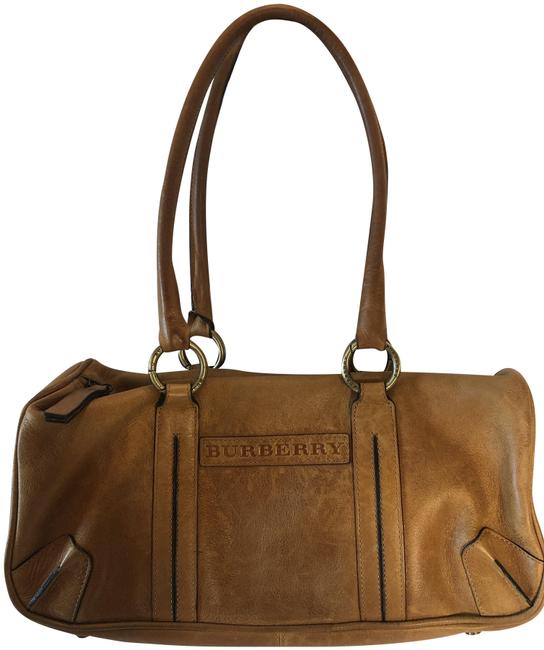 Burberry Pebbled Cognac Leather Shoulder Bag