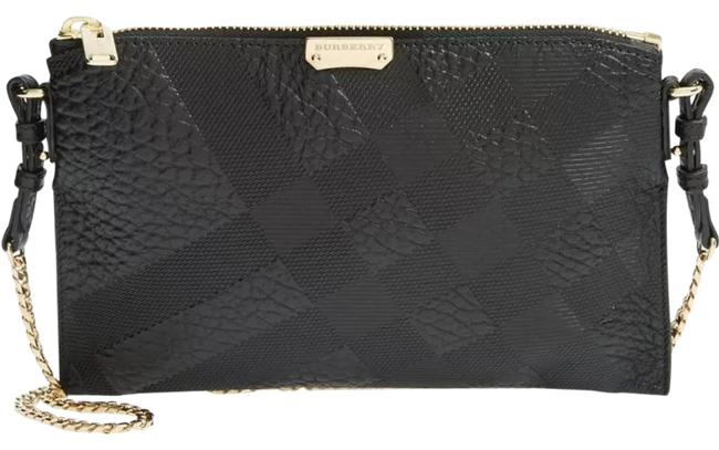 Burberry Crossbody Peyton Grain Check Black Leather Shoulder Bag