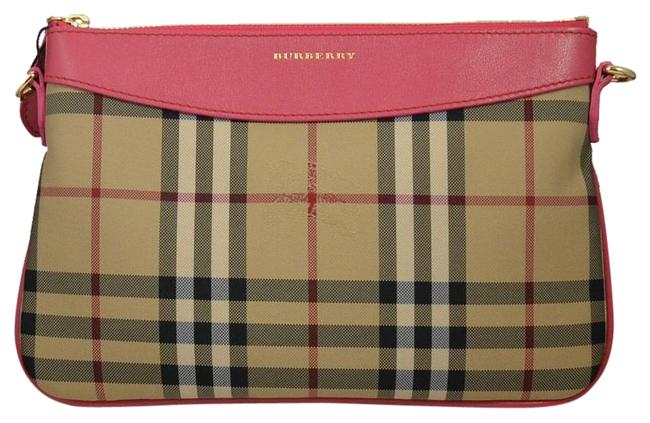Burberry Crossbody Peyton Horseferry Check Pink Leather Shoulder Bag