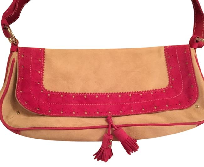 Burberry Pink and Tan Suede Shoulder Bag