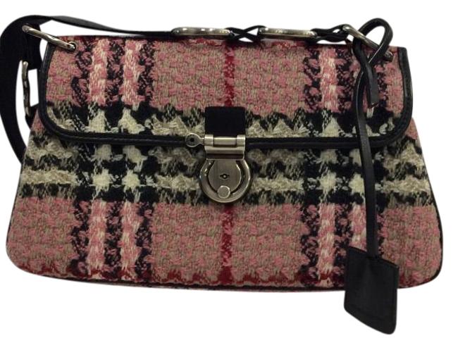 Burberry Pink Black Ivory Red Beige Tweed Shoulder Bag