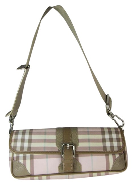 Burberry Pink Nova Check LeatherCoated Jacquard Shoulder Bag