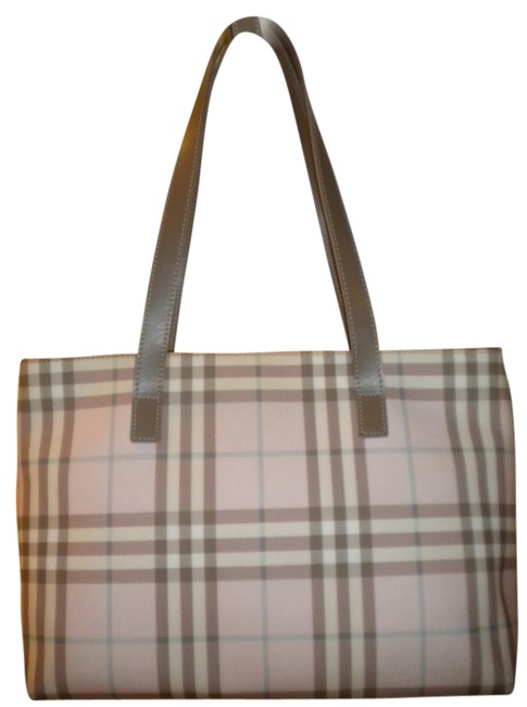 Burberry PinkTanBlue Coated Canvas Shoulder Bag
