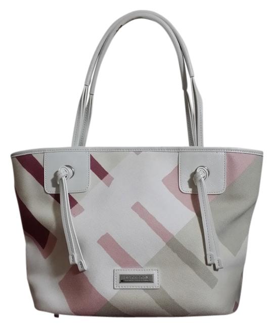 Burberry PinkWhite Canvas Shoulder Bag