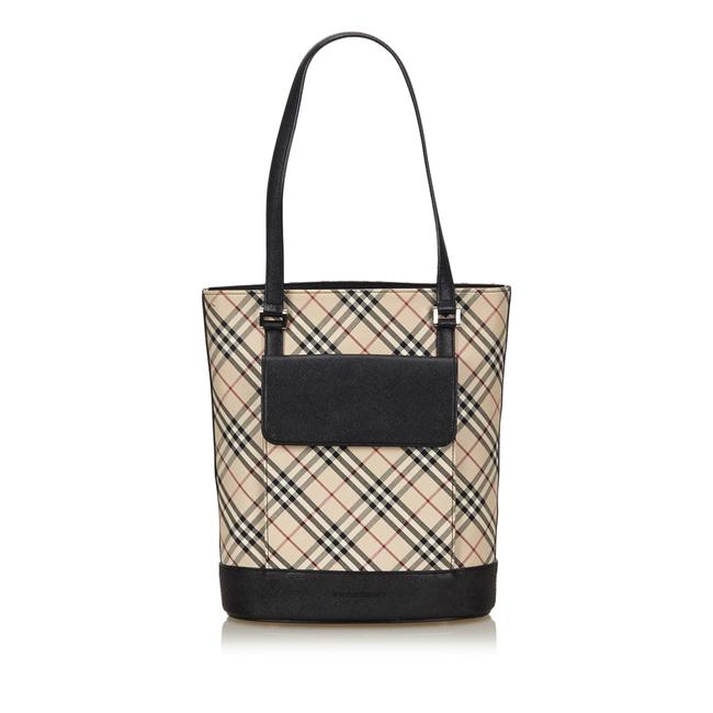 Burberry Plaid Brown Fabric X Cotton X Leather X Others Shoulder Bag