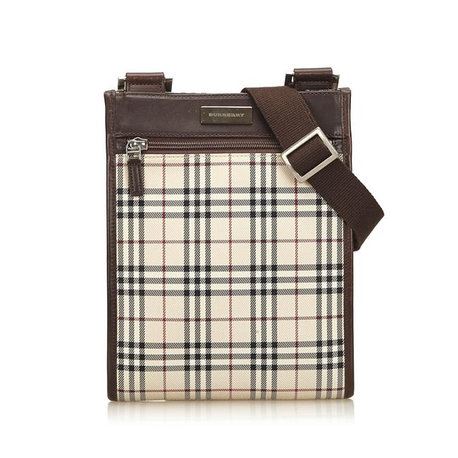 Burberry Plaid Brown Fabric X Nylon X Leather X Others Shoulder Bag