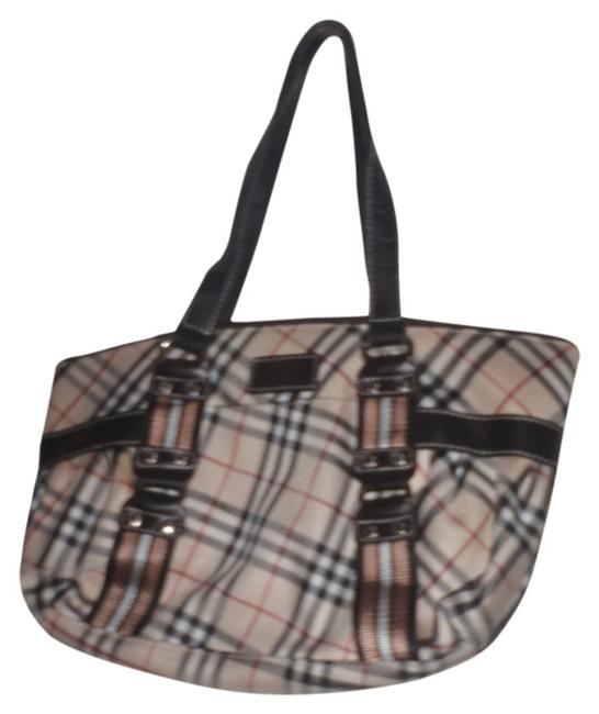 Burberry Plaid CanvasLeather Shoulder Bag