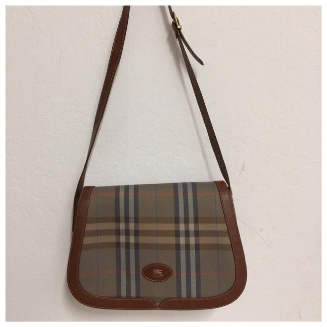 Burberry Plaid Vintage Cross Body Handbag U Beige Canvas Shoulder Bag