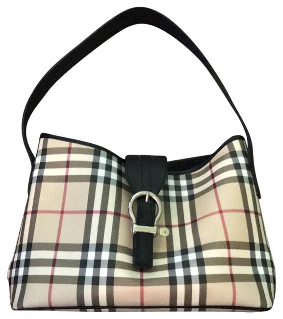 Burberry Plaidblack White Red Leather Shoulder Bag
