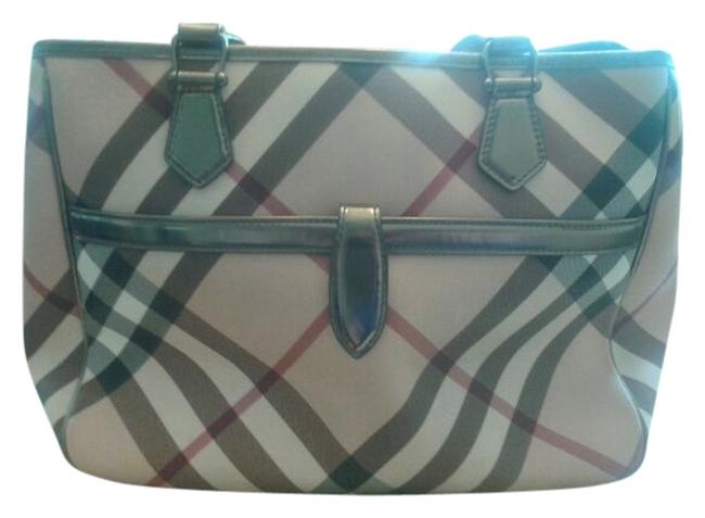 Burberry PlaidCheck Coated CanvasLeather Straps Shoulder Bag