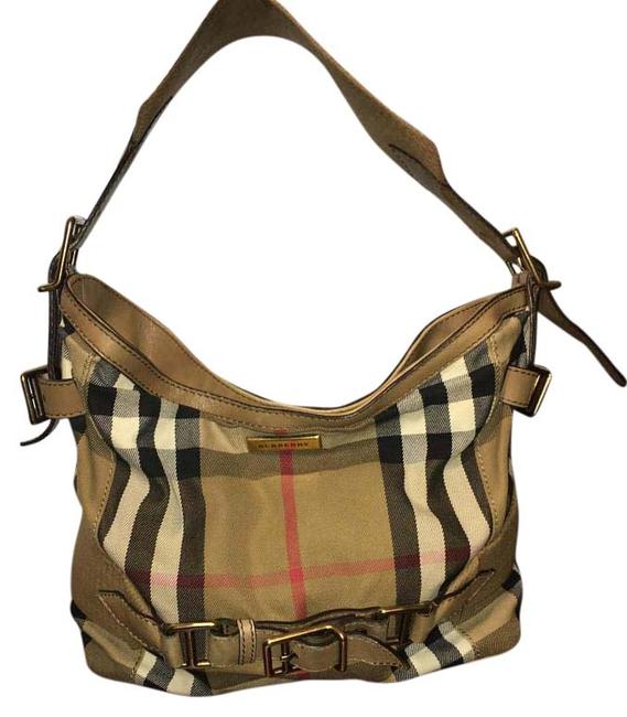 Burberry Purse Brown Check Canvas and Leather Shoulder Bag