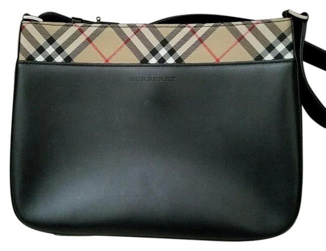 Burberry W Purse W Signature Plaid Trim Black Leather Shoulder Bag
