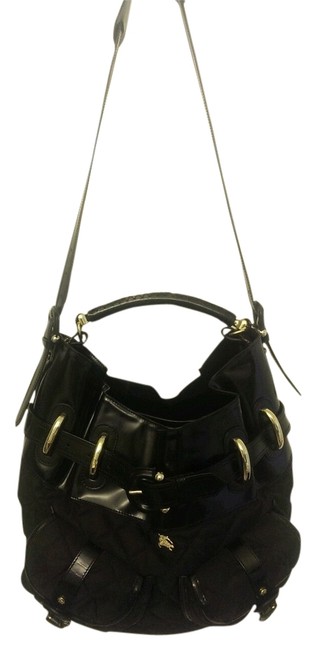 Burberry Quilted Black Canvas Shoulder Bag