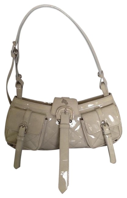 Burberry Quilted Beige Patent Leather Shoulder Bag