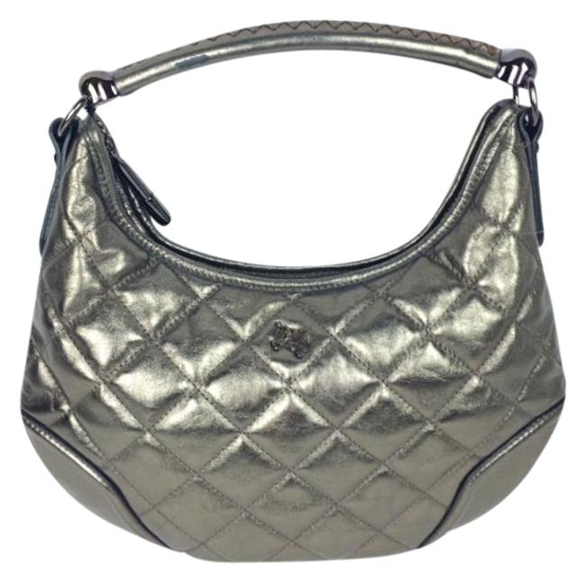 Burberry Quilted Metallic Silver Leather Shoulder Bag